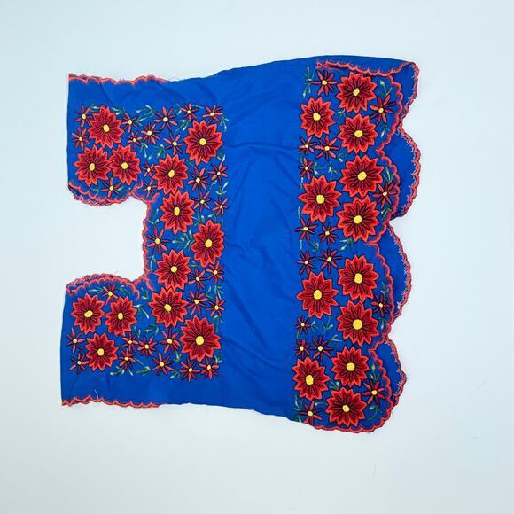 other Tops - Boho‎ Embroidered Blouse Blue Red Floral Peasant Top Handmade Style
